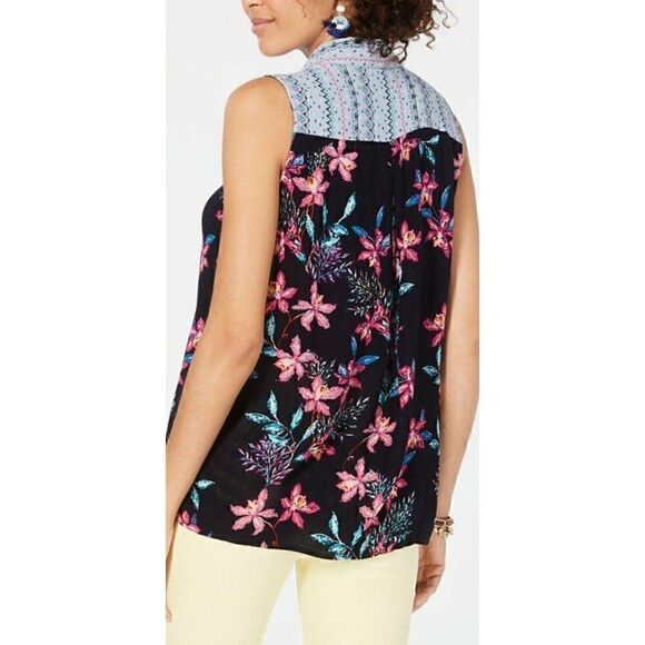 Style & Co Blue Sleeveless Floral Top‎ size XL NEW - Picture 7 of 8